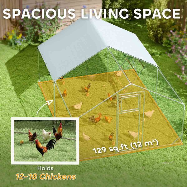 Galvanized steel Walk-In Chicken Run with Cover, Hanging Feeder & Perch (12–18 Poultry) - Image 5