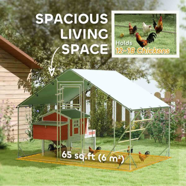 Walk-In Chicken Run with Cover, Hanging Feeder & Perch (6–8 Poultry) - Image 4