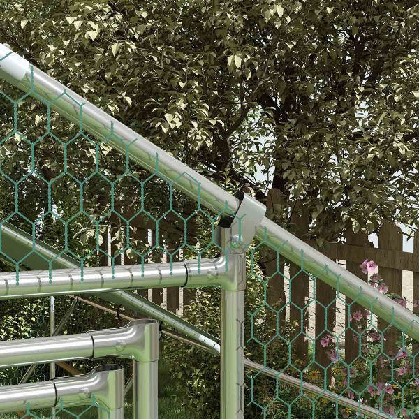 Galvanized steel Walk-In Chicken Run with Cover, Hanging Feeder & Perch (12–18 Poultry) - Image 3